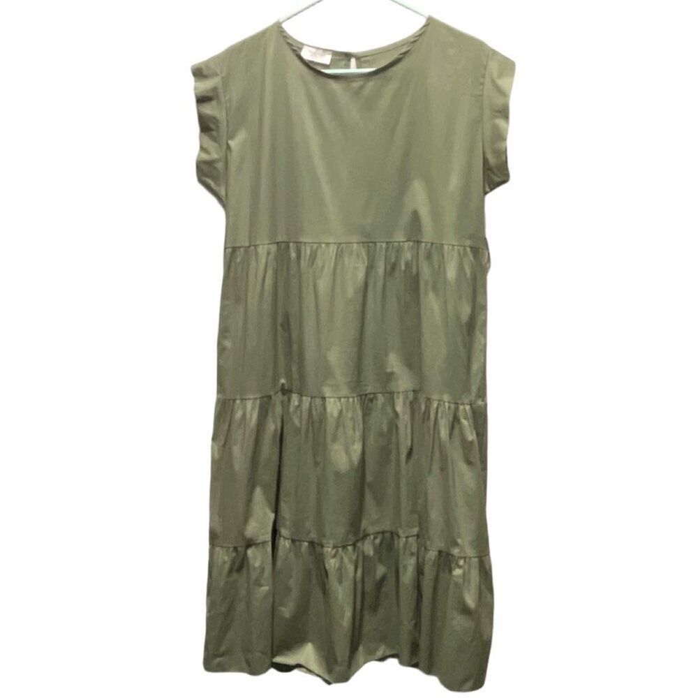 Vanessa Made with Love size L tiered peasant dress cotton 97% elastin